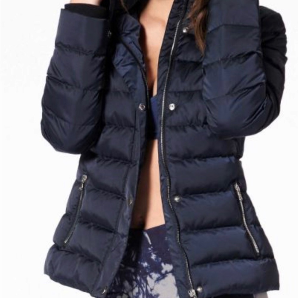 Blue puffer with hood